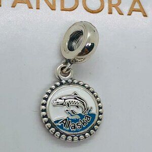 ✨🔥Pandora Alaska Exclusive Dangle Charm engraved Salmon Charm Travel Pendant